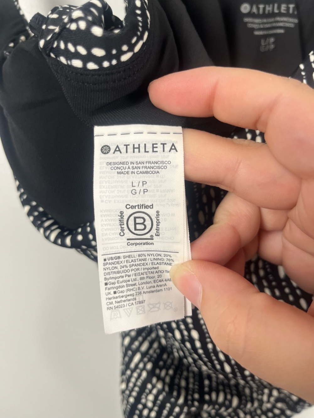 Athleta Hermosa One Piece Swimsuit Size Large Pet Black White Dot Print Low Back - Picture 5 of 9